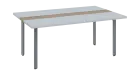 DOUBLE 181 pracovní stůl, kovová podnož stříbrná, deska 36 mm, široký 1800 mm, bílá, vložená deska d